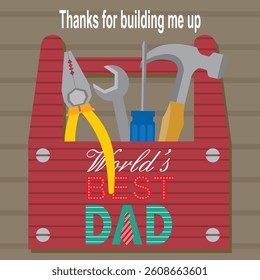 Happy father's day with tools in the tool box