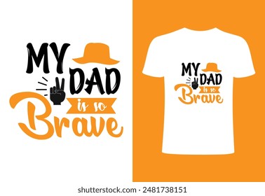 Camiseta del día de los padres felices, diseño de la mejor camiseta del papá del mundo, tipografía de moda superior del Vector del nicho del padre y camiseta más vendida en la impresión. mi papá es tan valiente nicho ilustración de la camiseta