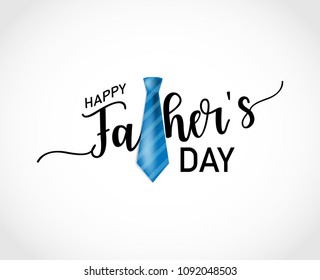 Happy father's day  typography and 3d necktie isolate on white background. can be use for poster, greeting card, gift card, background. vector illustration 