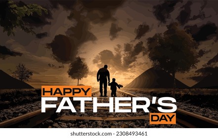 Happy Fathers Day typography banner. Father's day  calligraphy poster . Vector illustration