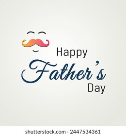 Happy Fathers Day typography banner. Father's day sale promotion poster moustache sketch line. Vector illustration