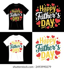 Happy father's day typography and calligraphy  t-shirt design template