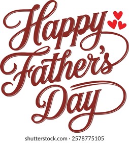 Happy Father's Day typography, calligraphy vector on white background.