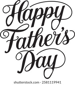 Happy Father's Day typography, calligraphy vector on white background.