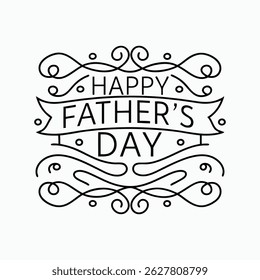 Happy Father's Day Typography – Decorative Text with Floral Border Design