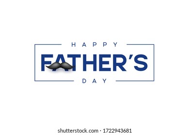 Happy Fathers Day typography design with mustache. Vector illustration on white background.