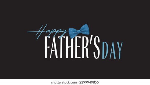 Happy Father's Day typography design with blue bow tie.