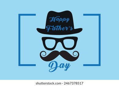 Happy Father's Day typography design, hand drawn lettering with mustache. Templates for web, apps. eps10.
