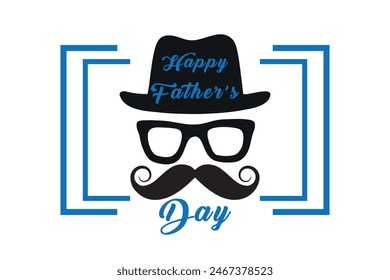 Happy Father's Day typography design, hand drawn lettering with mustache. Templates for web, apps. eps10.