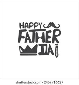 A Happy Father's Day typography design typically features hand-drawn lettering with a warm, playful feel. The letters are often bold and whimsical, with varying sizes and styles to create a dynamic, e