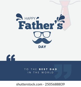 Happy Father's Day typography design, hand drawn lettering with mustache.