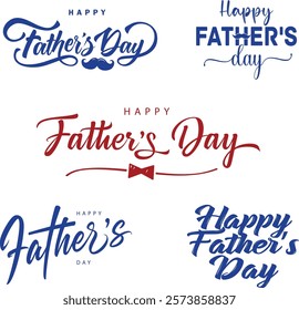 Happy Father's Day typography design Set, hand drawn lettering with mustache