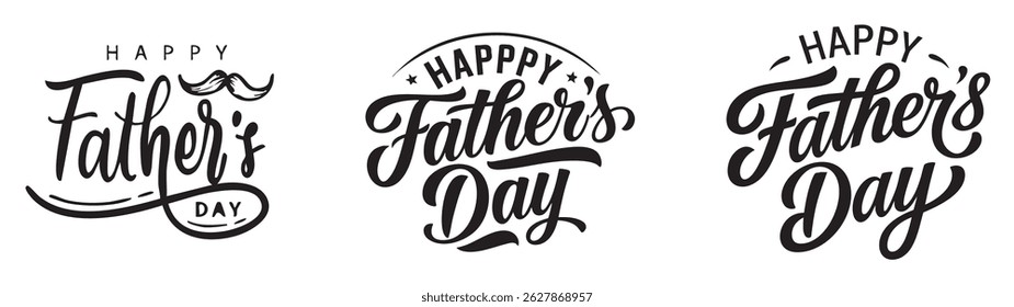 Happy Father's Day Typography Design – Bold Text Greeting for Dad Celebration, Happy Father Day text, Vector Illustration