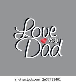 Happy Father's Day Typography Design with Hearts and Hat – Celebration Graphic for Dad