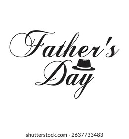 Happy Father's Day Typography Design with Hearts and Hat – Celebration Graphic for Dad