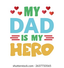 Happy Father's Day Typography Design with Hearts and Hat – Celebration Graphic for Dad