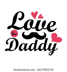 Happy Father's Day Typography Design with Hearts and Hat – Celebration Graphic for Dad	