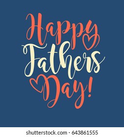 Happy Father's Day. Typography design for greeting cards, web banners. Retro styled calligraphy with hearts. Vector Illustration.