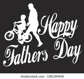 Happy Father's day typography with father and son vector