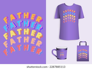 Happy Father's Day. Typography Poster, T-Shirt, Mug, Tote bag, Merchandise Printable Illustration