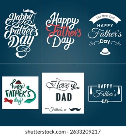 Happy Father's Day Typography Set – 6 Unique Font Styles for Greeting Cards, Posters, and Social Media Designs