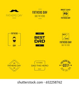 Happy fathers day typography set. Vector emblems. Lettering for greeting cards, banners, t-shirt design. Father's Day. Logo templates for father's day. Logo template for men. Vector set of logos.