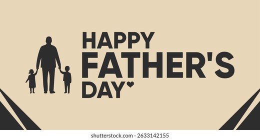 Happy Father's Day Typography with Silhouette of Dad and Children