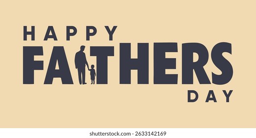Happy Father's Day Typography with Silhouette of Dad and Children