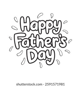 Happy Father's Day Typography Text in Cute Font with Vector Illustration for Greeting Card and Wishes Background Wallpaper Design
