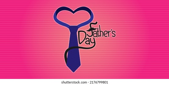 Happy Fathers Day typography with tie on pink background. Vector illustration