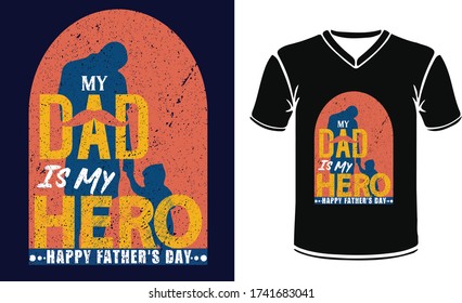 Happy Father's Day Typography T-shirt Design With Happy Father’s Day Calligraphy greeting card. Vector illustration.