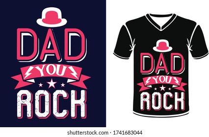 Happy Father's Day Typography T-shirt Design With Happy Father’s Day Calligraphy greeting card. Vector illustration.