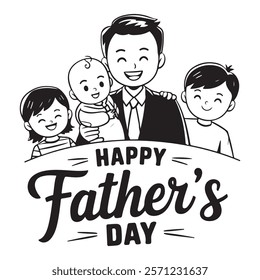 happy fathers day typography with white background