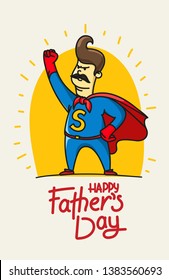 Happy fathers day vector banner with lettering inscription