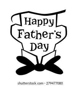 Happy Father's Day vector black outline illustration.congratulation 