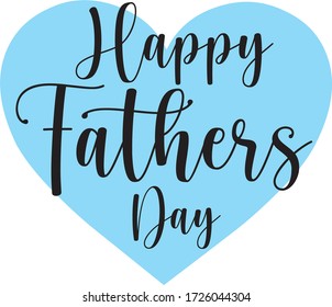 Happy Fathers Day Vector with blue heart