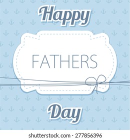 Happy Father's Day. Vector card with text on anchor pattern