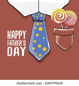 happy fathers day vector cartoon background with color tie and candy. fathers day vector greeting card