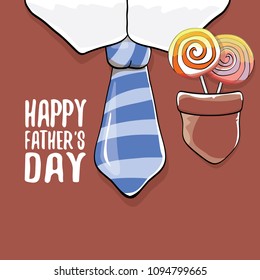 happy fathers day vector cartoon background with color tie and candy. fathers day vector greeting card