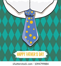 happy fathers day vector cartoon background with color tie and vintage pattern. fathers day vector label isolated 