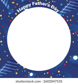 Happy Fathers day, vector cartoon square frame