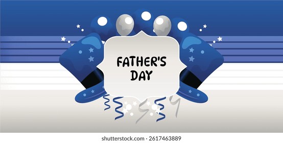 Happy Fathers day, vector cartoon background with copyspace.