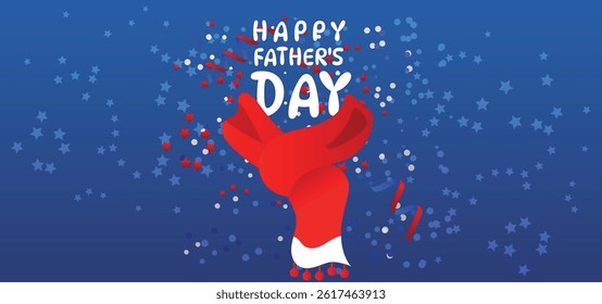 Happy Fathers day, vector cartoon background with copyspace.