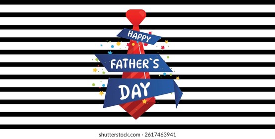 Happy Fathers day, vector cartoon background with copyspace.