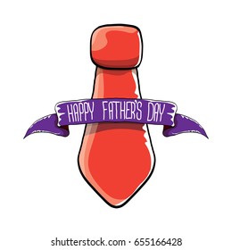 happy fathers day vector cartoon background with color tie and ribbon with greeting text. fathers day vector label isolated on white