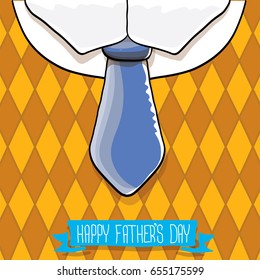 happy fathers day vector cartoon background with color tie and vintage pattern. fathers day vector label isolated on white