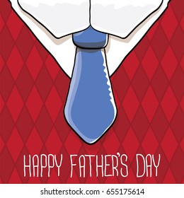 happy fathers day vector cartoon background with color tie and vintage pattern. fathers day vector label isolated on white