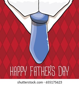 happy fathers day vector cartoon background with color tie and vintage pattern. fathers day vector label isolated on white