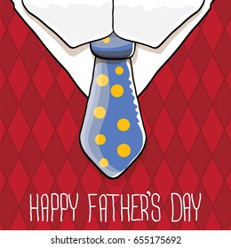 happy fathers day vector cartoon background with color tie and vintage pattern. fathers day vector label isolated on white