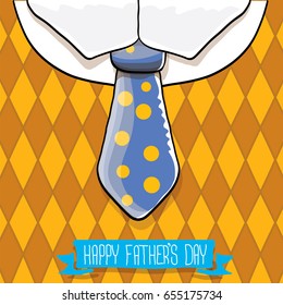 happy fathers day vector cartoon background with color tie and vintage pattern. fathers day vector label isolated on white